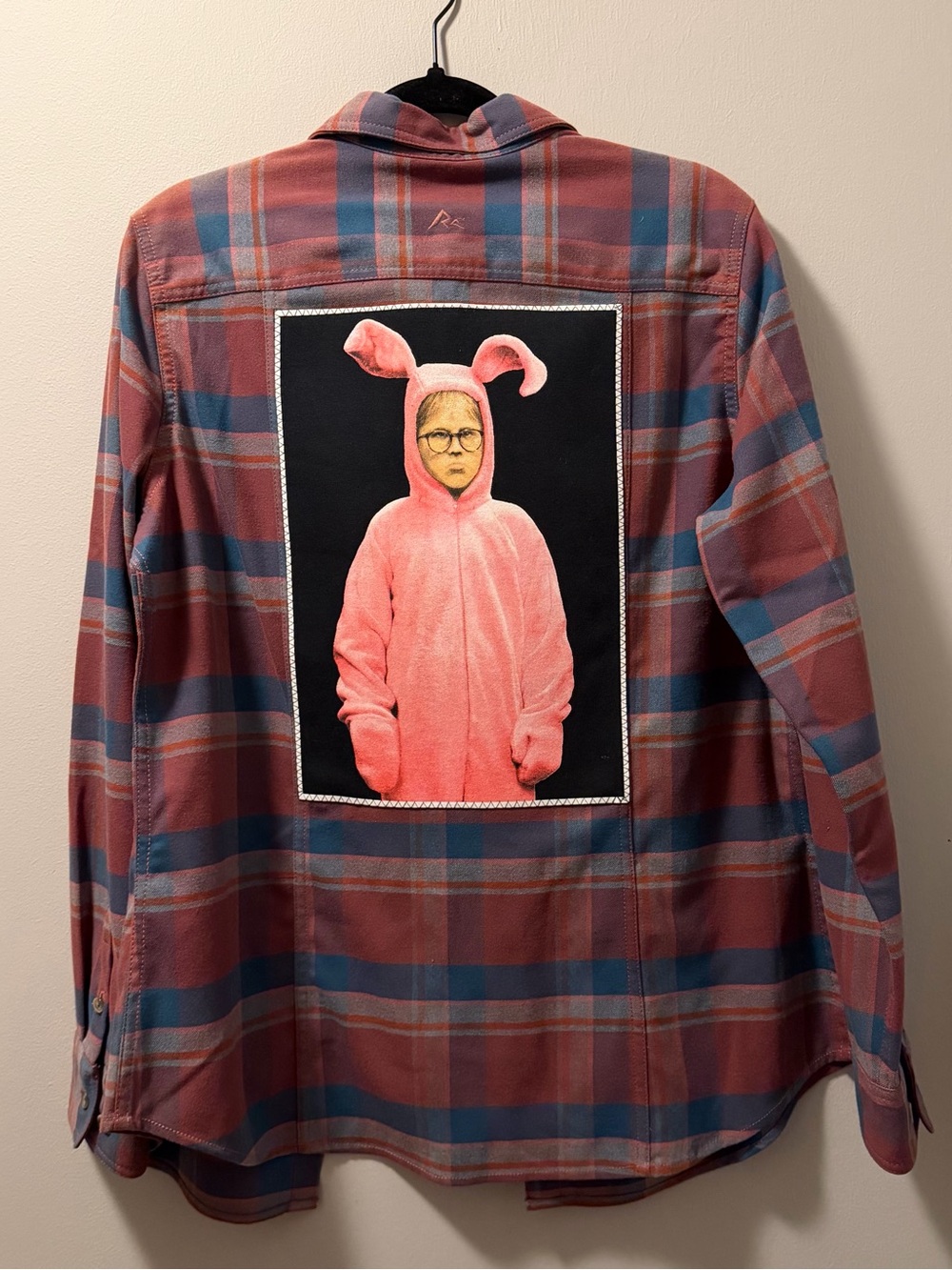 Christmas story pink bunny flannel up cycle